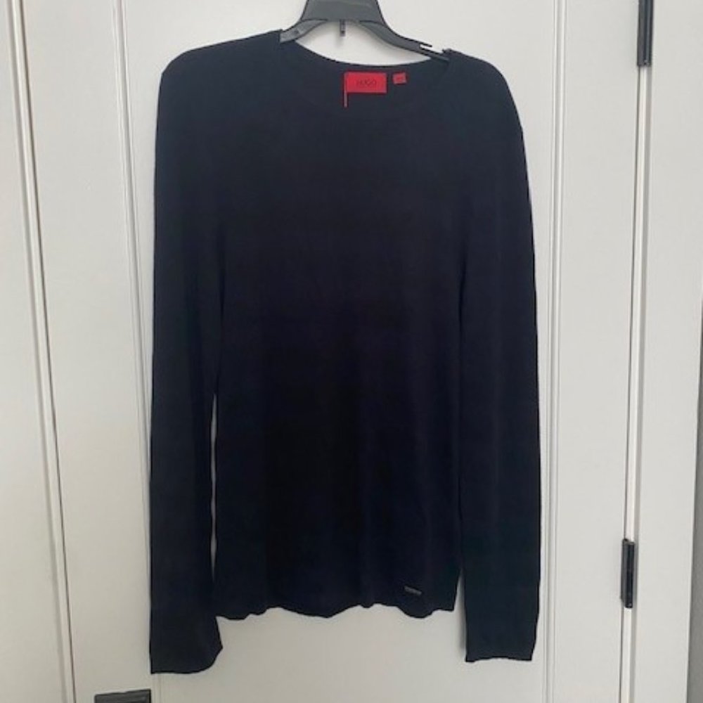 Hugo Boss Sluis Tonal Stipe Crewneck Sweater Navy Striped S